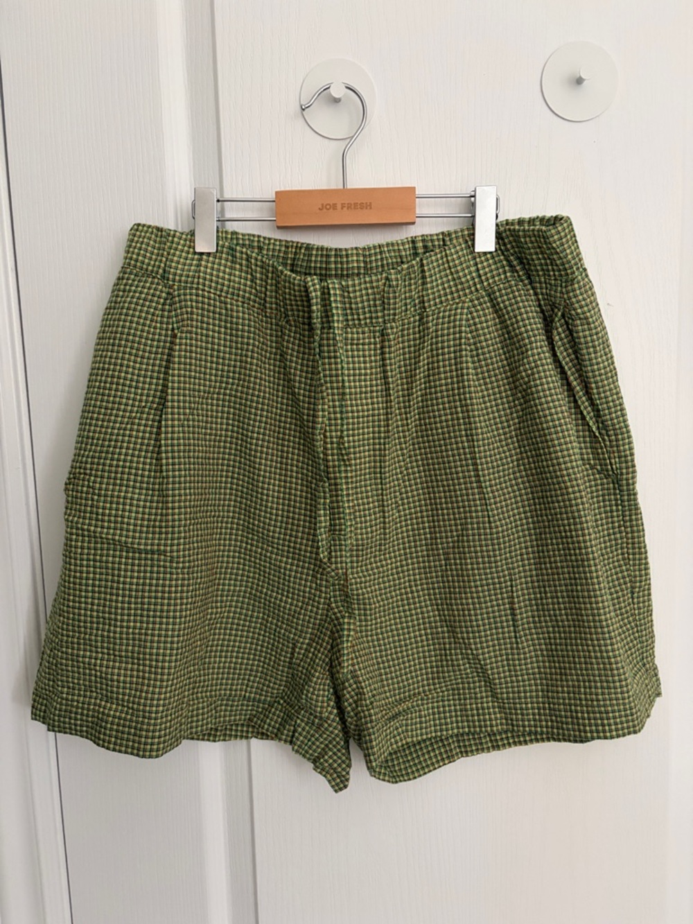 ZARA Olive Green Micro-Check Shorts